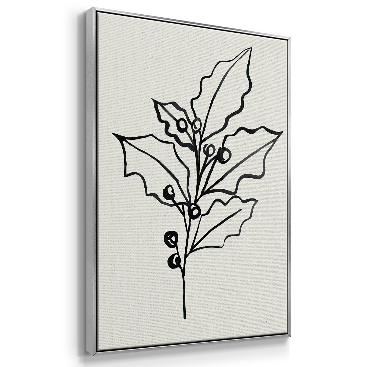 Evergreen Ink II - Framed Gallery Wrapped Holiday Canvas - 25 x 37 - Silver Frame