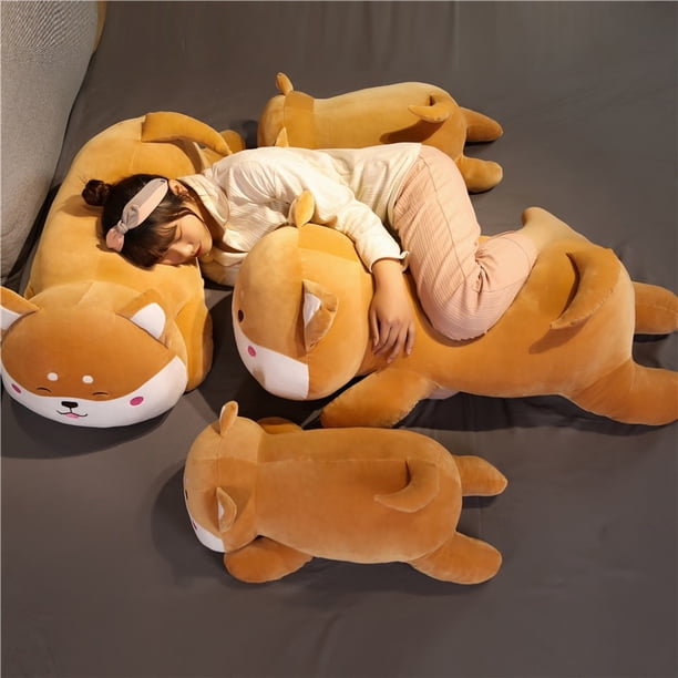 40-100cm Cute Lying Akita Dog Plush Toy Stuffed Soft Animals Shiba Inu Chai Dog Sleep Doll Pillow Kawaii Toys Gift for Children zhangyuxiang LED