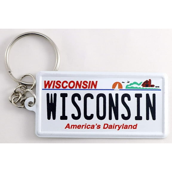 Wisconsin License Plate Aluminum Ultra-Slim Rectangular Souvenir Keychain