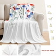 thumbnail image 5 of Blue Red Flowers Blanket Soft Cozy Warm Throw Blanket for Couch, Plush Fuzzy Flannel Fleece Blankets for Sofa, Elegant Spring Floral Butterfly Pastoral Bed Blankets Lightweight Gifts for Men, 40"x50", 5 of 9