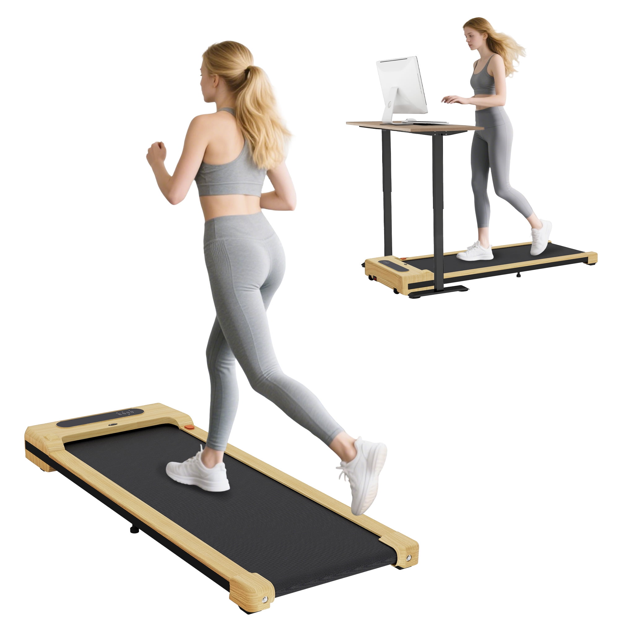 Soozier Quiet 2.5HP Walking Pad Under Desk Treadmill with Remote Control, Transport Wheels and LED Display for Home Gym Office