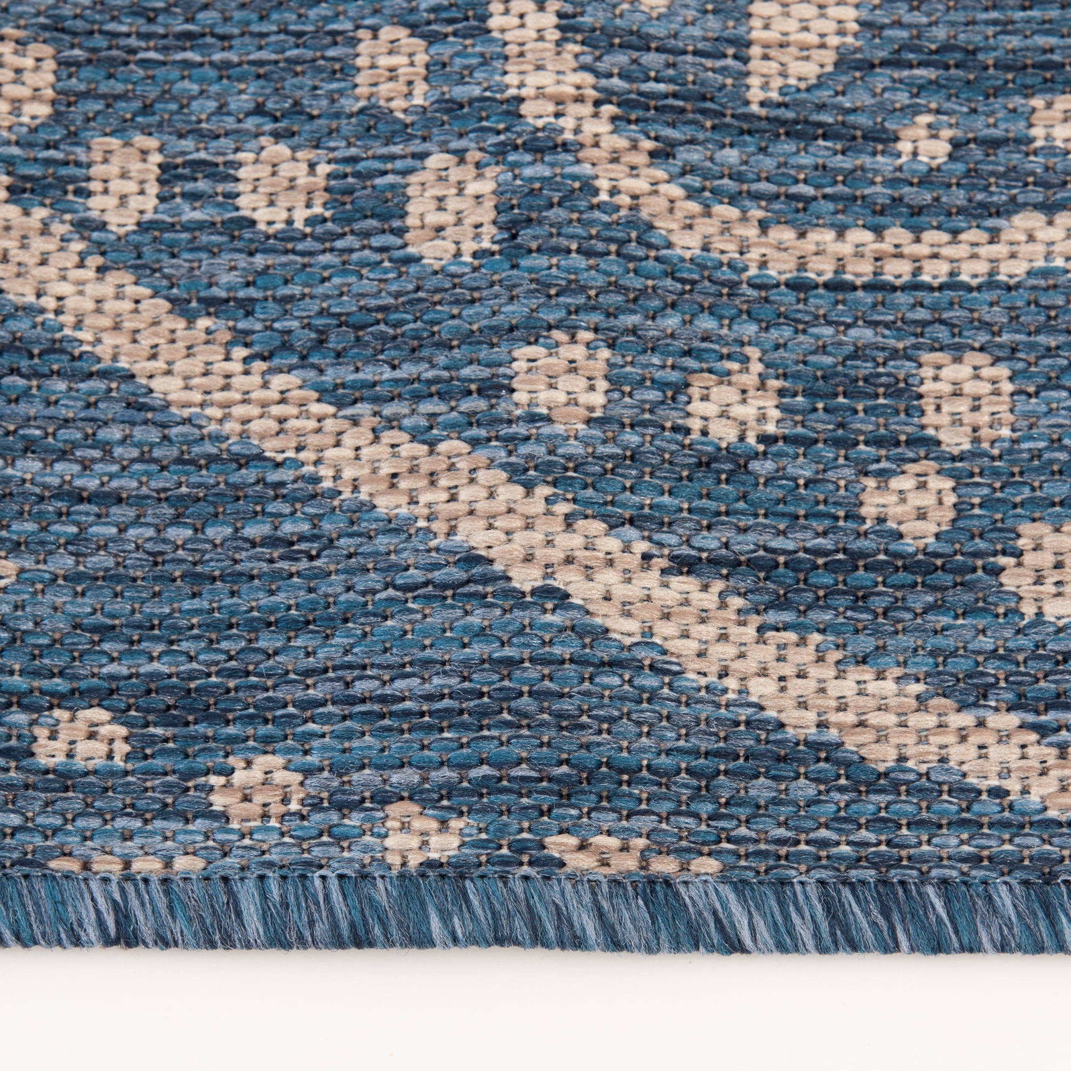 Mainstays Global Medallion Blue Polypropylene Outdoor Area Rug, 6'6"x9'6"