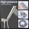 thumbnail image 5 of Solid Brass High Pressure Hand Held Shower Wand Square Head with Adjustable Supply Elbow Wall Connector Shower Holder and Hose Set, Brushed Nickel, 5 of 17