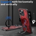 thumbnail image 5 of Entronix Magnetic Heavy Duty Case Designed for iPhone 16 Pro Kickstand Shockproof Armor, Red, 5 of 8