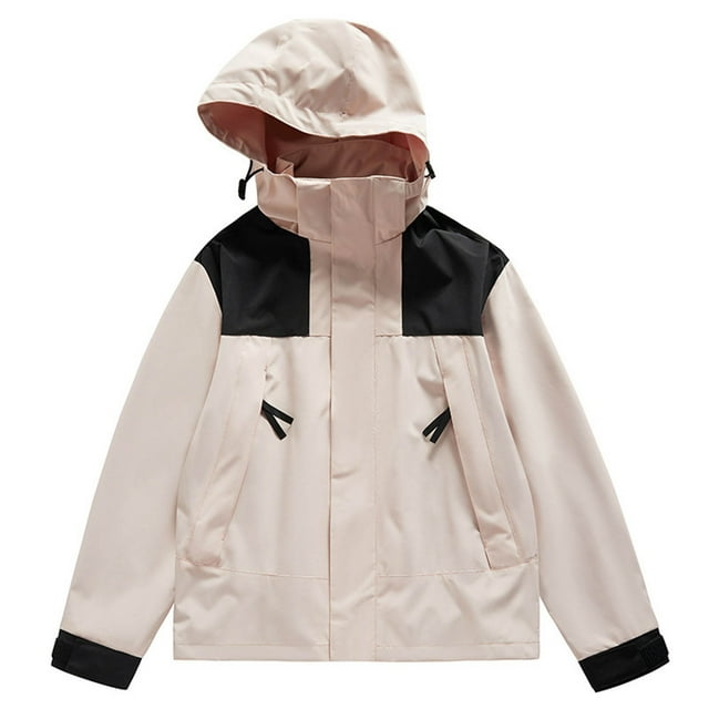 Timegard Jackets for Women Plus Size Hoodies Color Block Windbreaker Coat Active Hiking Outdoor Fall Winter