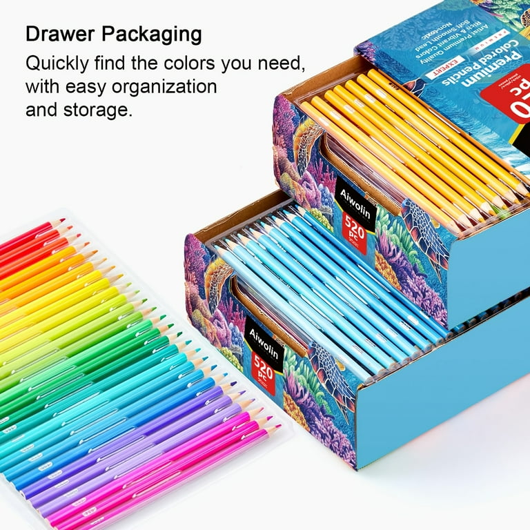 520 Colored Pencils, Rich Pigmented Soft Core Coloring Pencils 520 Colored Pencils, Rich Pigmented Soft Core Coloring Pencils