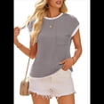 thumbnail image 3 of Camisetas de Corta para Mujer, Color Gris, Talla M, 3 of 7