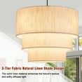 thumbnail image 4 of Lzawvm Drum Chandeliers for Dining Room 3-Tier Linen Fabric Pendant Lights Large Modern Island Lights for kitchen Island Living Room Bedroom Black, 4 of 12