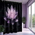 thumbnail image 2 of Black and Purple Shower Curtain Lotus Flower Shower Curtains for Bathroom Decor Decorative Floral Bath Curtain Set, Waterproof Cloth Fabric, 60x72in, 2 of 7