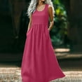 thumbnail image 1 of Liquidation d'Été 2025! Robe Grande Taille pour Femmes, Robe d'Été en Coton et Col Rond Sans Manches Longue, 1 of 5
