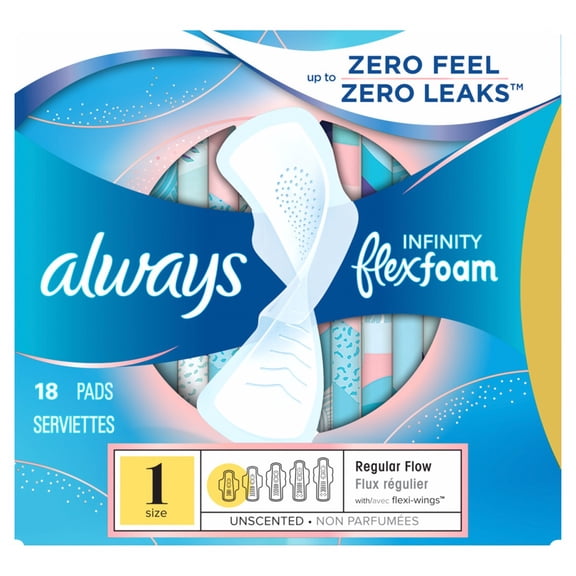 Always Pads Size 1 Infinity With Flex Foam 18 Count (Pack of 3)