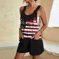 thumbnail image 2 of Cavosen Independence Day Plus Size Loose Patriotic Jumpsuits Short Overalls with Pocket Star and Stripe Summer Going Out Rompers, 2 of 7