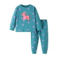 thumbnail image 2 of Toddler Girls Outfit Sets Cartoon rainbow horse Print Crew Neck Long Sleeve kids sweatshirts with pants Loose 2PC autumn winter Holiday Wear, 2 of 7