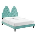 thumbnail image 2 of Modway Alexandria Tufted Performance Velvet King Platform Bed in Mint, 2 of 10