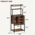 thumbnail image 2 of FOLDLIFE Bakers Rack with Power Outlet,5-Tier Microwave Stand with Wine Rack and Glass Holder,Freestanding Kitchen Storage Shelf Rack,Brown, 2 of 7