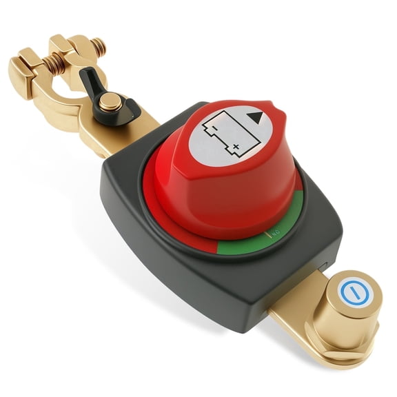 AEVXKHI Top Post Battery Disconnect Switch, Negative 12V 48V Waterproof Master Power Cut Off Isolator, Heavy Duty 12 Volt On/Off Battery Switch Brass Terminals for Cars, Trucks, RVs, Marine, ATV/UTV