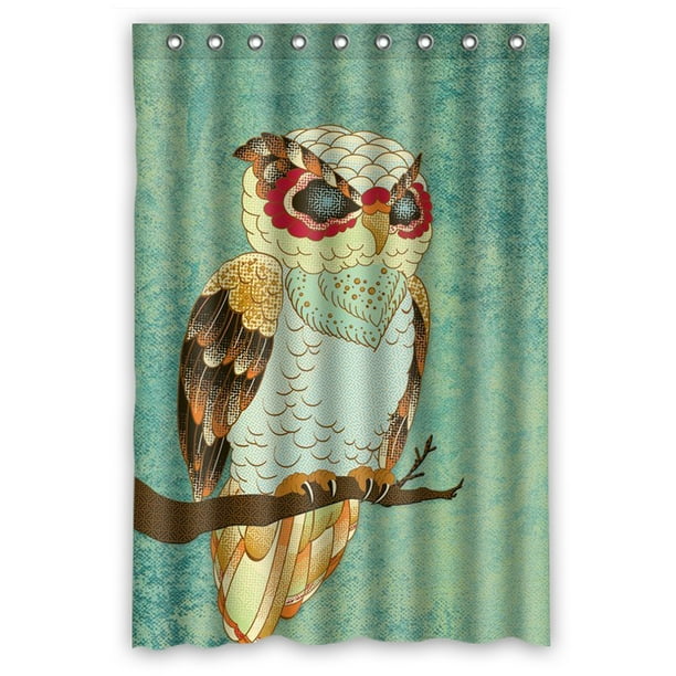 ZKGK Owl Art Pattern Waterproof Shower Curtain Bathroom Decor Sets with Hooks 48x72 Inches ...