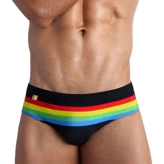 Gubotare Mens Bikini Swimwear Swim Brief Men Bikini Summer Swimsuits Beach Swimwear Briefs (Black,L)