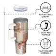 thumbnail image 4 of OBREWU Pioneer Flower Tumbler with Handle and Lid,Pioneer Flower 40oz Double Wall Vacuum Insulated Tumbler,Cups Gift for Women and Men, 4 of 7