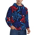 thumbnail image 2 of Sikiie Red White Blue Fireworks Men's Hoodie, Essentials Hoodie, Sweatshirt, Pullover Hooded Sweatshirt for Men-Medium, 2 of 7