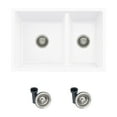 thumbnail image 2 of Stylish Dual Mount 27" White Composite Granite 60/40 Double-Bowl Kitchen Sink with 2 Accessories S-827H, 2 of 15