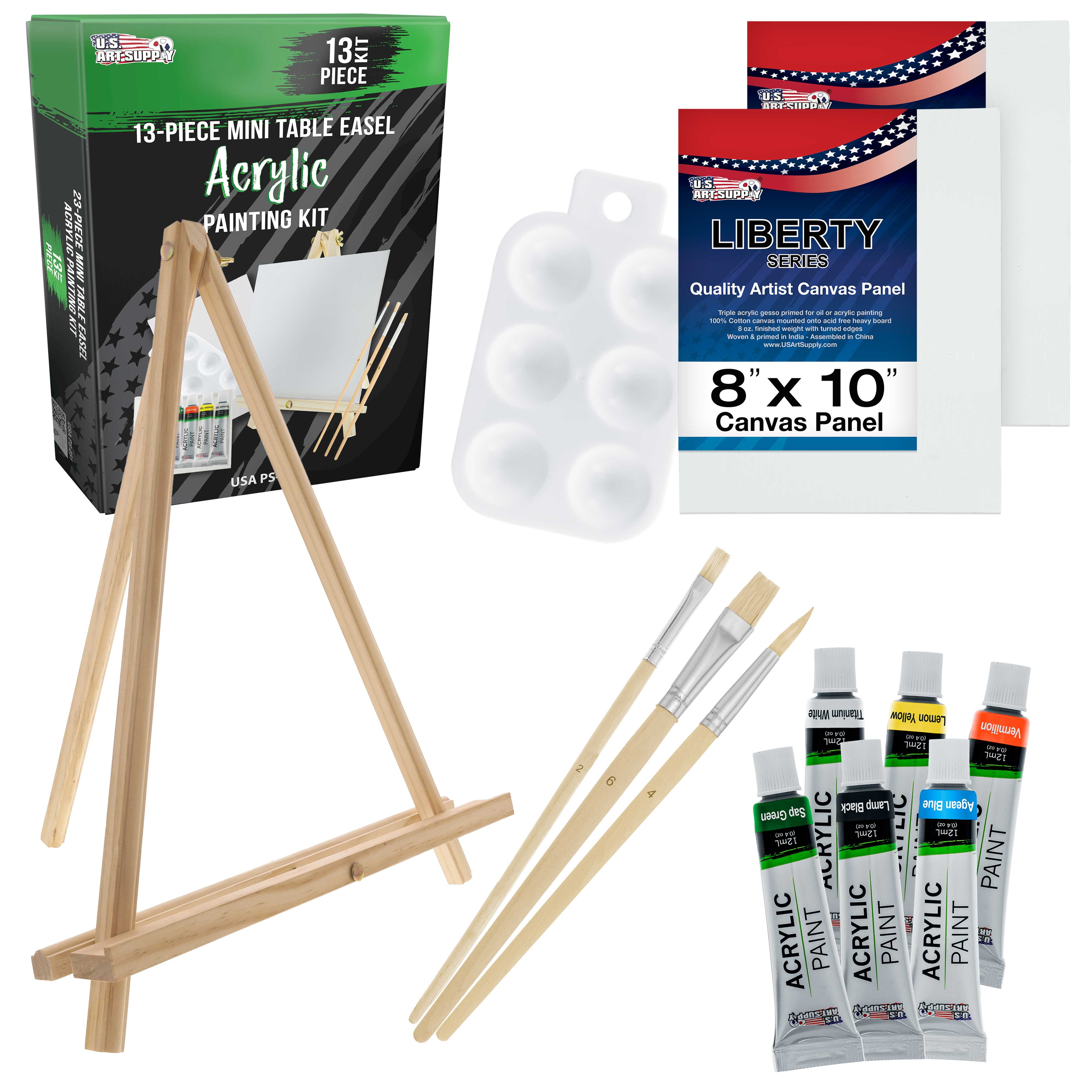 Paint Knives Art Sponges for Hobbyists and Beginners 48 Acrylic Paint 77 PCS Painting Supplies with Paint Brushes Easel Acrylic Paint Set Palette Painting Set for Kids Adults Canvases 