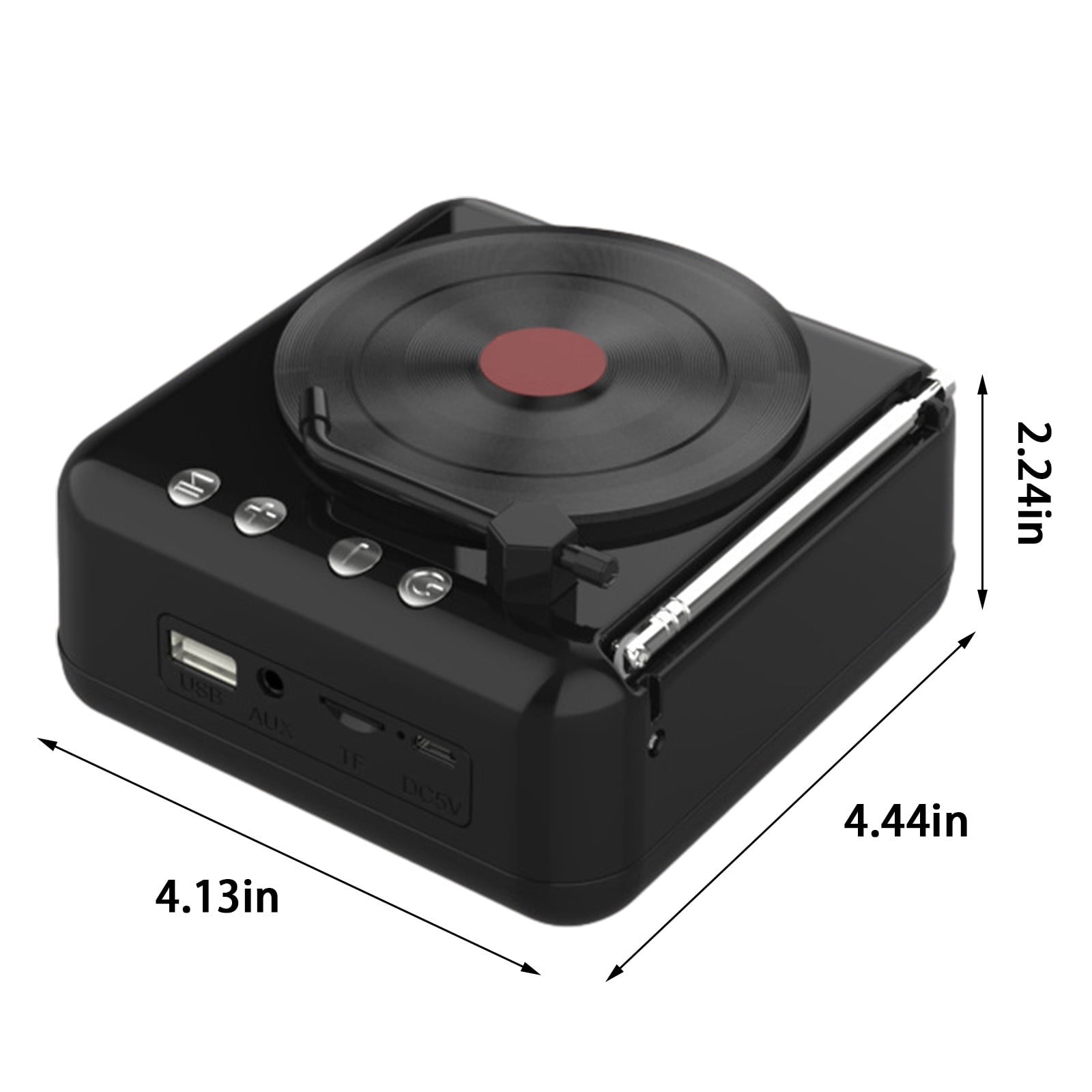LACKUST Record Player Wireless Bluetooth Sound Retro Creatives Mini Portable Card Insert Small Speaker Subwoofer Gift,Black