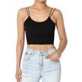 thumbnail image 1 of TheMogan Women's Solid Spaghetti Straps Ribbed Seamless Stretch Crop Cami Tank Top, 1 of 7