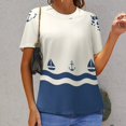 thumbnail image 3 of Nautical Ocean Waves T Shirts Basic T-Shirt Short Sleeve Ladies Tee Shirt Summer Graphic Clothing, 3 of 7