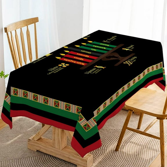 Kwanzaa Tablecloth Kinara African American Harvest Festival Table Cloth Cover Decoration Kitchen Dining Room Home Table Decor - 60×84inch