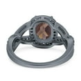thumbnail image 3 of Natural Chocolate Smoky Quartz Size-10 Oval Vintage Rings Infinity Twisted Shank Halo CZ Wedding Engagement Ring For Women 925 Sterling Silver Gifts For Her, 3 of 6
