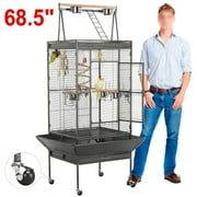 Yaheetech 68.5 H Metal Rolling Bird Cage Parrot Cage,Black