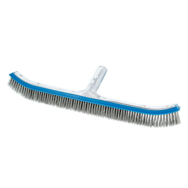 Professional 18" Stainless Steel Pool Algae Brush with EZ Clip Handle Durable Bristles, Scrub