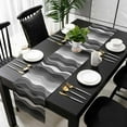 thumbnail image 5 of Black Stripes Table Runner Cotton Linen 48 Inch Holiday Dresser Scarves, Modern Simple Greyish Gradient Lines Tablerunner for Kitchen Coffee Dining Bedroom Living Room Dinner Scarf Décor 13''x48'', 5 of 9