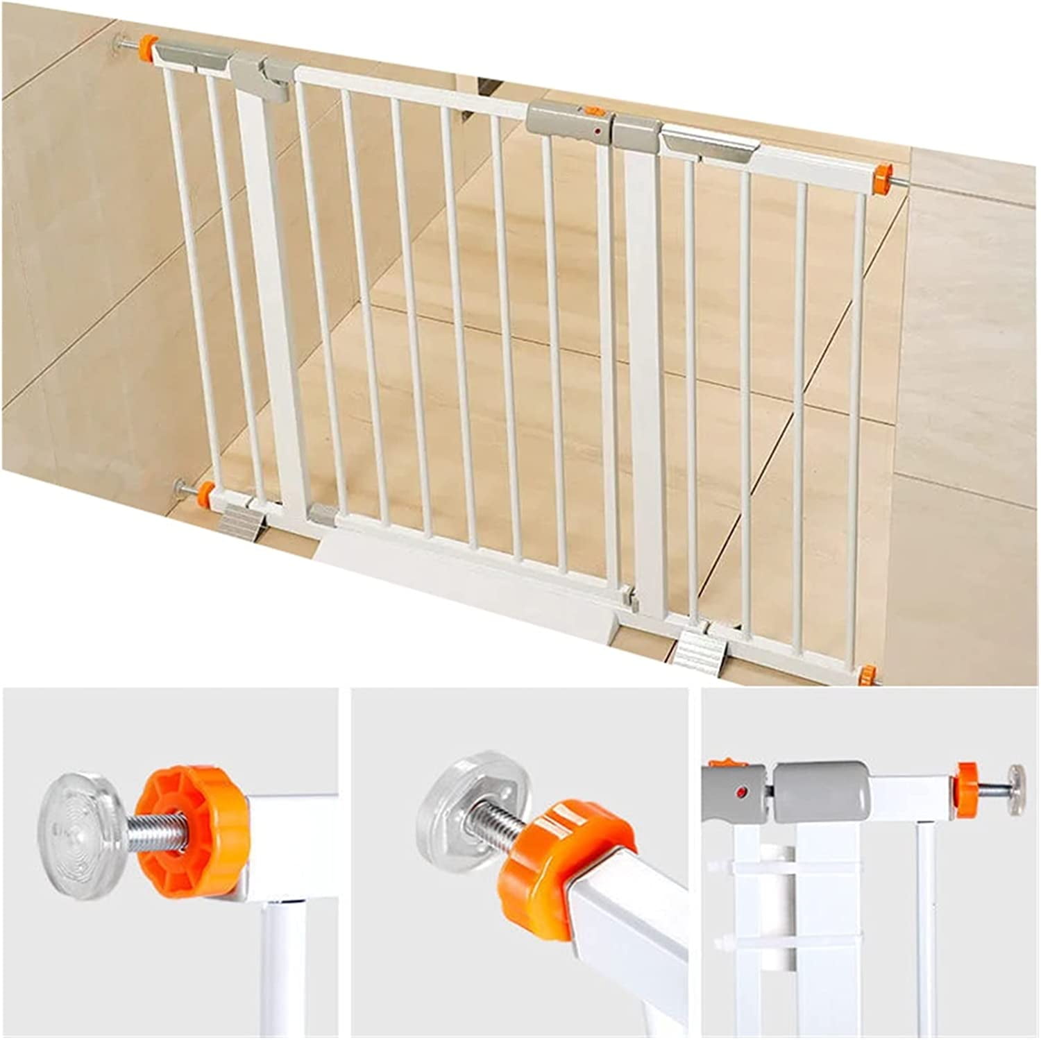 Gamvdout Pet Safety Gate, Extra Tall 103Cm Safety Gate Fence, Dog Gate Fence, for Stairs Doorways Hallways/White/110-117Cm