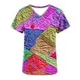 thumbnail image 5 of Nmnitkp Womens Printed Nurse Uniforms 2025 Scrub Tops for Women, Short Sleeve Scrub V Neck Shirt with Pockets Purple,S, 5 of 6