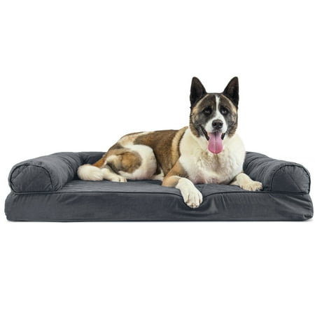 UPC: 0842229125788 | FurHaven Pet Products Quilted Memory Top Sofa-Style Pet Bed for Dogs & Cats – Iron Gray Jumbo