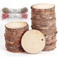 thumbnail image 1 of 30 piezas de rodajas de madera natural YUANXCMXG 6 a 7 cm con hilo de yute, 1 of 5
