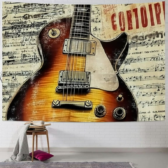 Patifu Guitar Theme Tapestry Wall Hanging Graphic Art Home Decor for Living Room Bedroom Dorm - Soft Plush Fabric, Multiple Size Options 40x30inch
