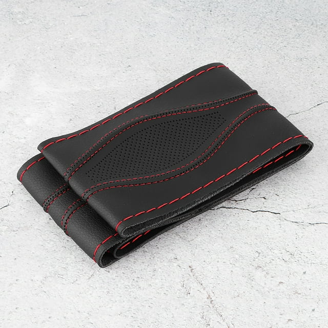 Fydun Steering Wheel Cover 38cm/15inch Leather Steering Wheel Wrap Cover Hand Stitching Embossing Car Steering Wheel Cover Universal With Needle And Thread Universal
