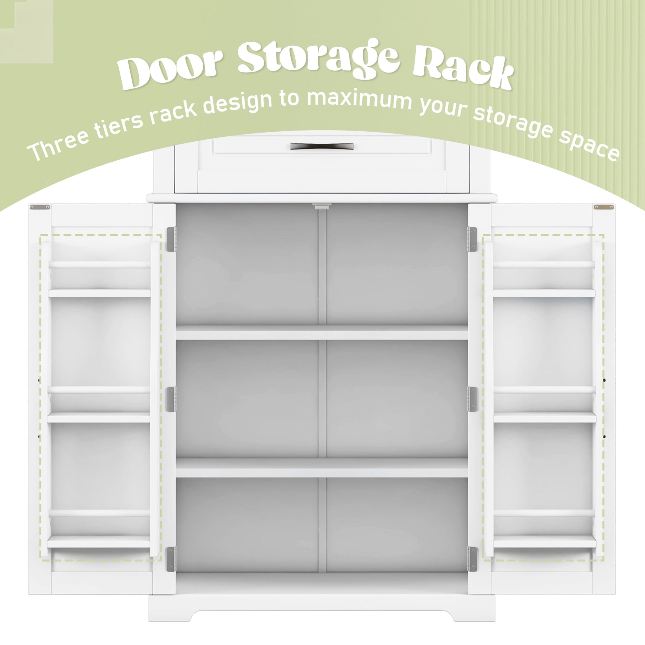 Modern Storage Cabinet with Adjustable Shelf, Anti-Tipping Design, White