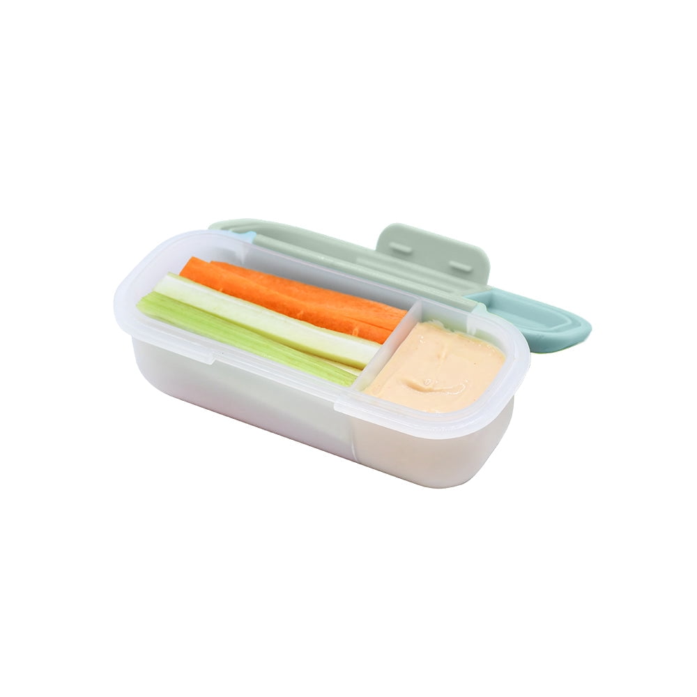 Melii 2-Compartment Plastic Snack Box, Food Storage Container in Cactus, Fern & Sage for Daily Lunch Packing