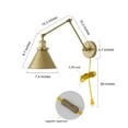 thumbnail image 2 of LNC Golden Swing Arm Wall Lamp 2 in 1 Plug-in or Hardwire Sconces Wall Lighting, 2 of 13