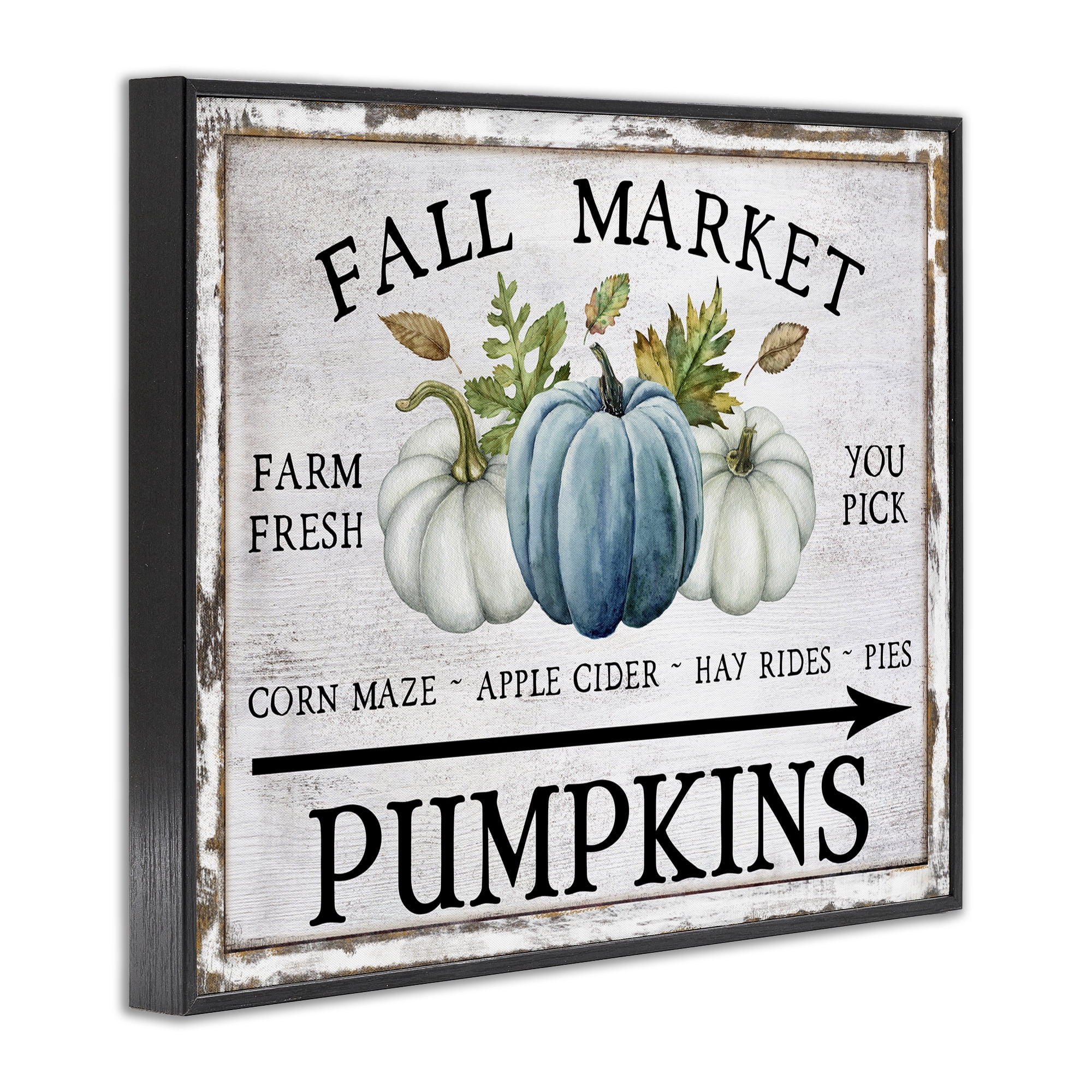 Stupell Industries Fall Market with Arrow Holiday Painting Black Framed Art Prints Wall Art, 20 x 16