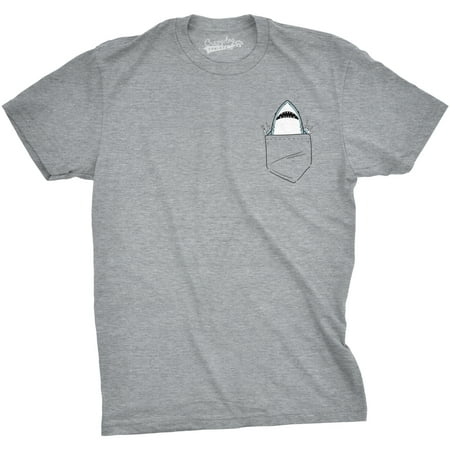 Painted Pocket - Mens Pocket Shark Funny T shirts Printed Graphic Jaws Cool Shark Novelty T shirt