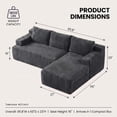 thumbnail image 3 of 96" L-Shaped Sectional Couches for Living Room, Modular Cloud Couch with Chaise, Corduroy Deep Seat Boneless Sofa, No Assembly, Dark Gray, 3 of 7