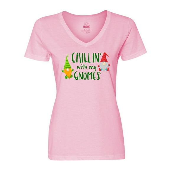 Inktastic Chillin' with My Gnomes Women's V-Neck T-Shirt