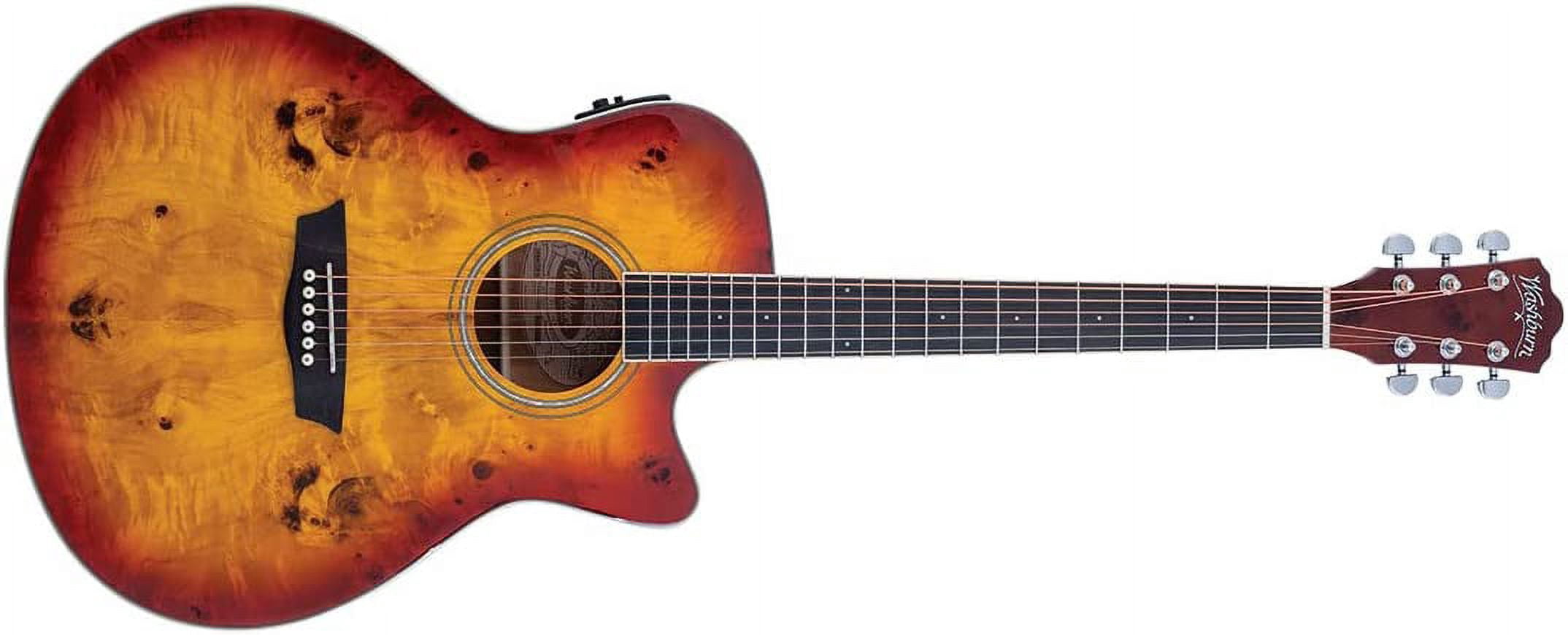 Washburn Deep Forest Burl Grand Auditorium Acoustic Electric Guitar - Amber Fade