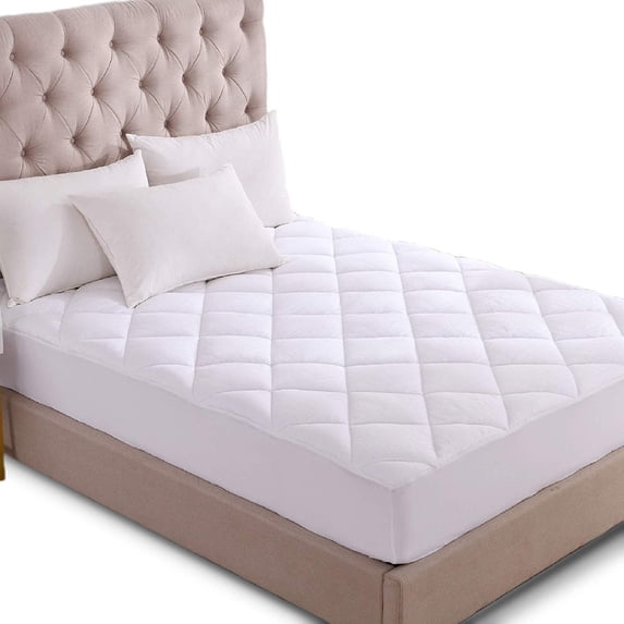 KASENTEX Quilted Fitted Mattress Pad & Protector with 18 Inches Deep Pockets, 300 TC Cotton Jacquard Fabric Front & Down Alternative Fill, Cozy & Ultra Soft – Hypoallergenic, QUEEN 60x80in.