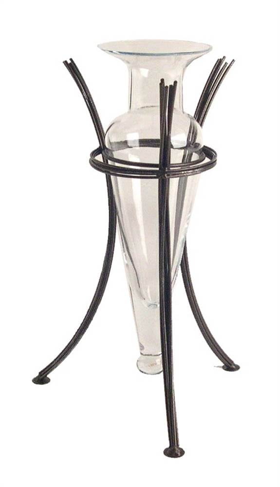 Amphora Vase on Wire Metal Stand in Clear